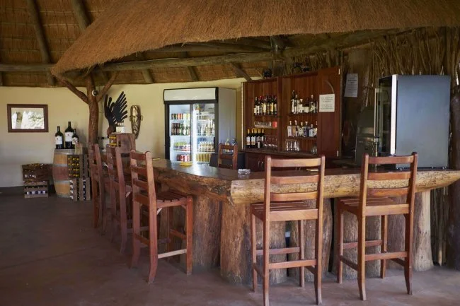 Wooden Bar Counter with Stools